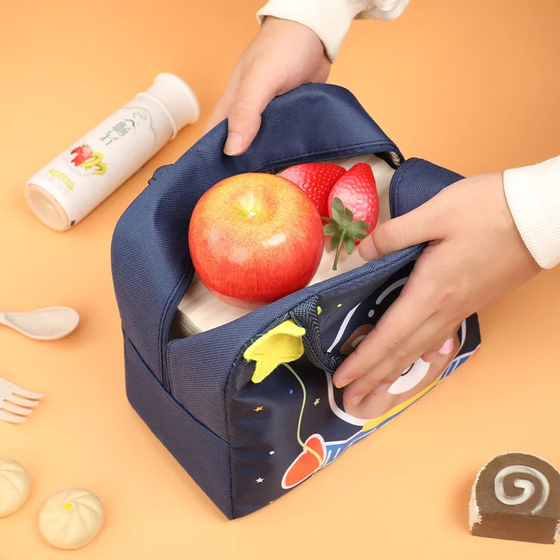 3D Cartoon Insulated Lunch Bag Thermal Food Container Bag for Students Portable Handheld Lunch Box Tote with Easy-Carry Handle
