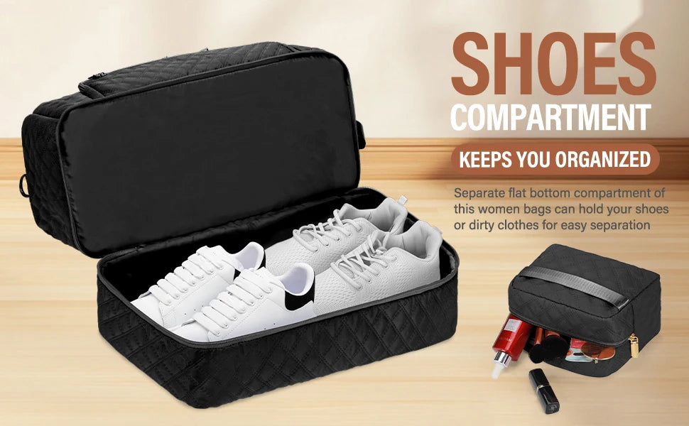 Large Travel Duffle Bag for Women,Carry on Overnight Bag Weekender Bags with Toiletry Bag with Shoe Compartment