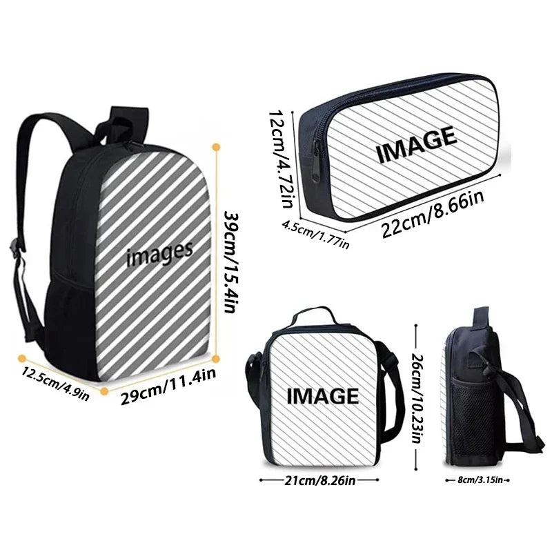 Cute Potdemiel Child School Backpack with Lunch Bags ,Pencil Bags ,School Bags for Boys Girls S-Sponge-BobS Best Gift