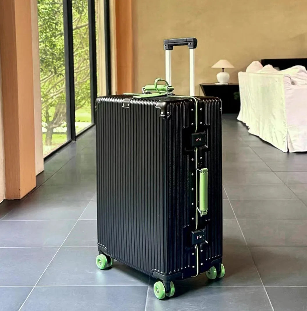 Suitcase Aluminum Frame with Colorful Silent Spinner Wheel TSA Lock Travel Trolley Case 20"Carry-on High-quality Rolling Luggage