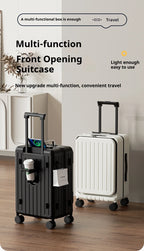 New Front Open Suitcase Hut Trolley Box 20/24/26 Inch High Quality Frame Large Capacity Suitcase Men's Ladies' Travel Case