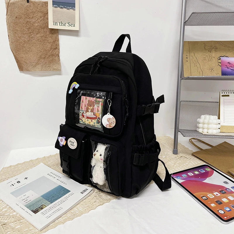 Cute Women Backpacks Waterproof Multi-Pocket Nylon School Backpack for Student Female Girls Kawaii Laptop Book Pack Mochilas