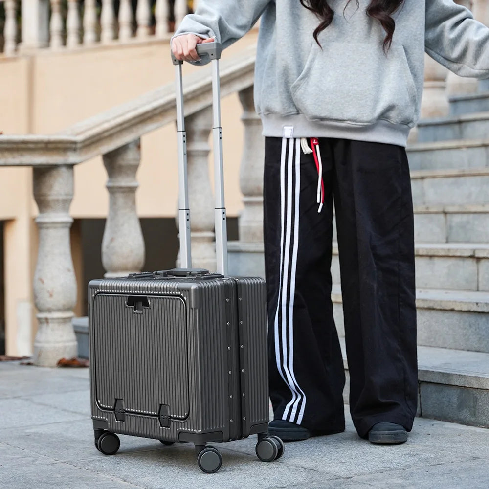18 Inch Trolley Case Travel Suitcase Boarding Case Aluminum Frame Password Box Suitcase Universal Wheel Rolling Luggage Bag