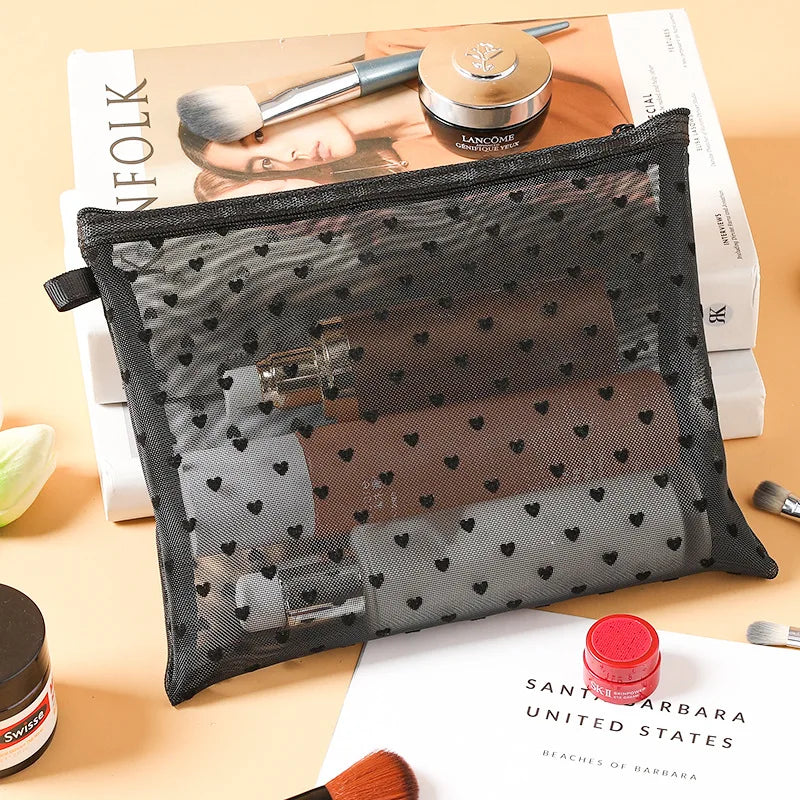 Transparent Makeup Bag (heart print)
