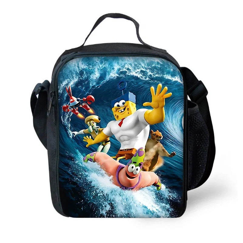 Cute Potdemiel Child School Backpack with Lunch Bags ,Pencil Bags ,School Bags for Boys Girls S-Sponge-BobS Best Gift