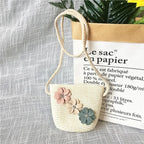 Children's Straw Crossbody Bag Lovely Girls Small Coin Purse Princess Wallet Handbags Baby Kids Mini Summer Shoulder Bags