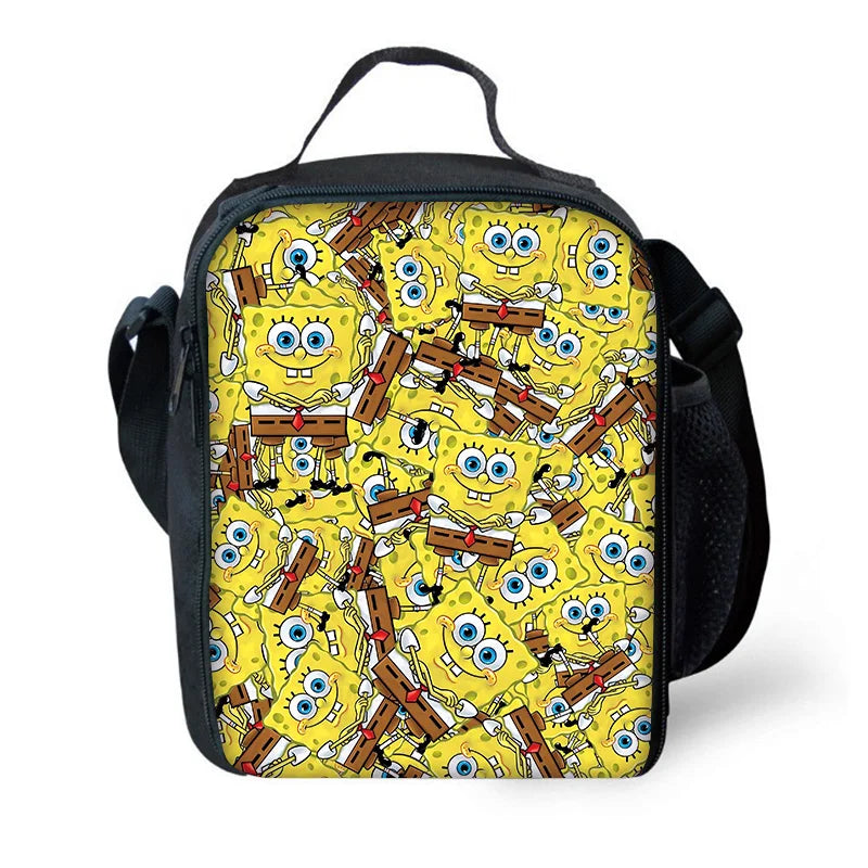 Cute Potdemiel Child School Backpack with Lunch Bags ,Pencil Bags ,School Bags for Boys Girls S-Sponge-BobS Best Gift