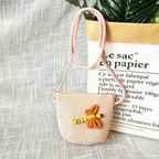 Children's Straw Crossbody Bag Lovely Girls Small Coin Purse Princess Wallet Handbags Baby Kids Mini Summer Shoulder Bags