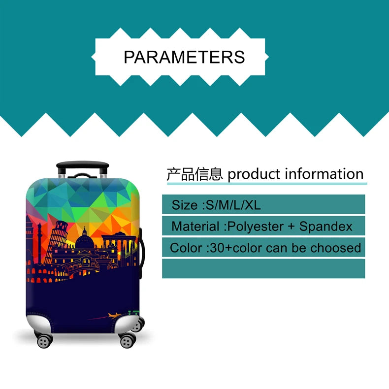 Thick Elastic World Map Luggage Protective Cover Zipper Suit For 18-32 inch Bag Suitcase Covers Trolley Cover Travel Accessories