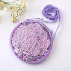 Lovely Round Princess Coin Purse Color Sequins Shiny Lanyard Shoulder Bag Children's Messenger Small Pack Kids Handbag Girl Gift