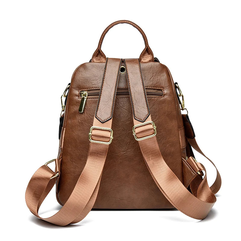 Luxury Women Genuine Leather Backpack Casual Ladies Shoulder Bag Fashion Large Capacity Travel Female Quality Cowhide Knapsack