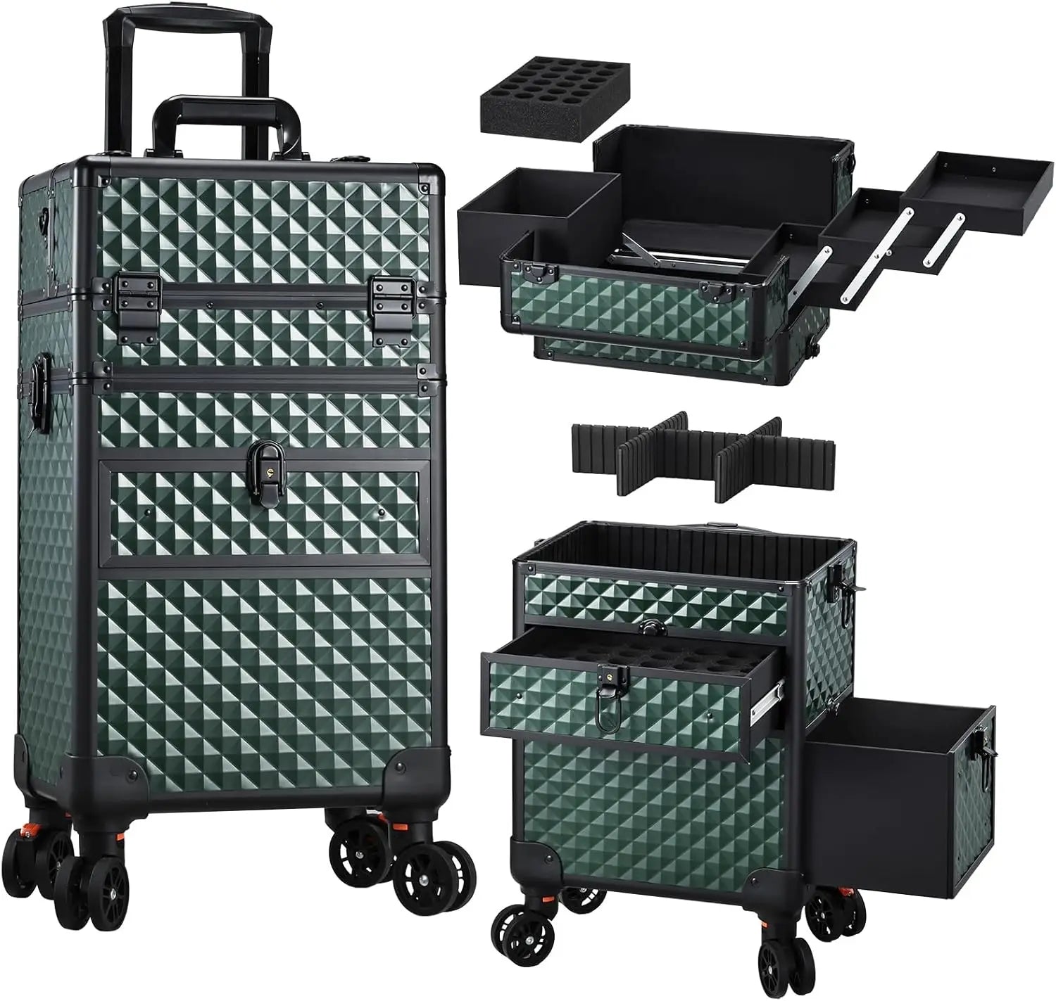 Rolling Makeup Case with Wheels Drawers Large Professional Cosmetology Trolley Case Lockable Travel Cosmetic Storage Train Cases