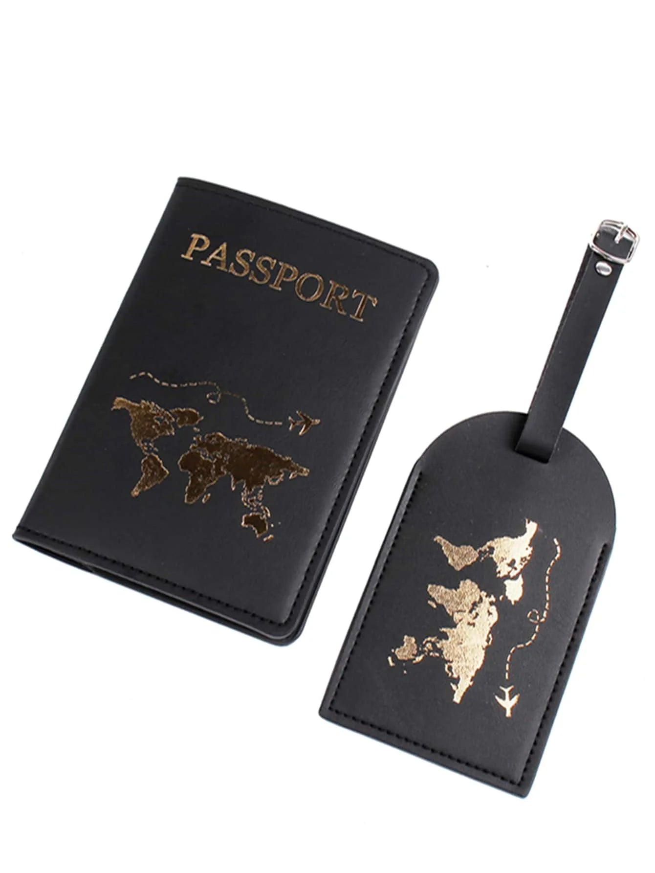 2PCS/Set Passport Cover Luggage Suitcase Tag With Name ID Card Anti-lost PU Leather Wallet Travel Accessories For Flight Couples