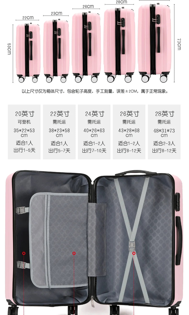 Irregular Z 20/24/28 Inch Carry-on Luggage Suitcase Abs Spinning Wheels with Combination Lock Lightweight Luggage
