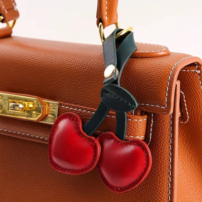 Yupsk Cute 3D Peach Heart Cherry Car Key Chains Red Pink Love Versatile Bag Pendant Key Chains For Women Girls