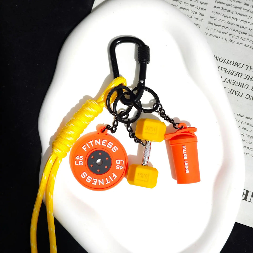 2025 HOT! Fitness Keychain Gym Barbell Key chain Weightlifting Keyring Silicone Weight Plate Gym Gifts Workout Gifts Bag gift