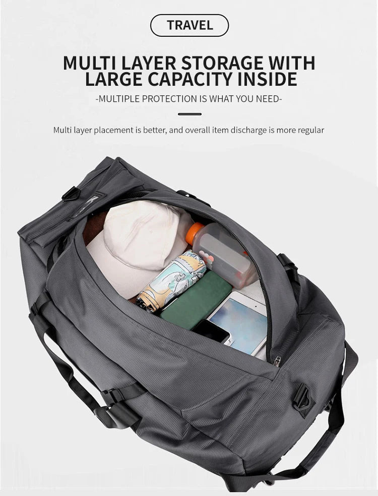 Travel Bag, Large Capacity Handbag, Portable Outdoor Carry-On Luggage, Wheeled Travel Bag, Convenient and Practical Unisex Travel Bag