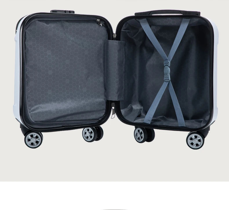 14 inch suitcase with phone holder for easy carrying during travel 360 degree roller suitcase for business purposes suitcase