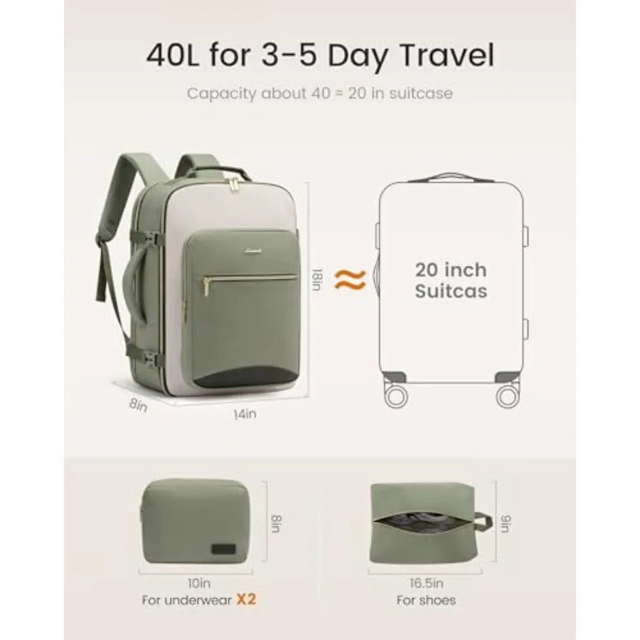 40L Travel Backpack with Packing Cubes