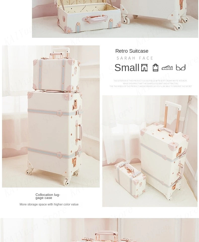 13/16/18 Inch Vintage Cosmetic Case Mini Carry-on Luggage Suitcase PU Lightweight Ready Bag Handbag Password Lock Makeup Box