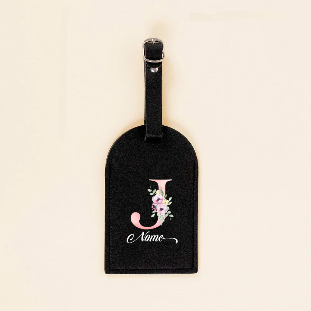 Personalised PU Leather Luggage Tag Initial with Name Suitcase Label Baggage Bags Tags Travel Accessorie Wedding Birthday Gift