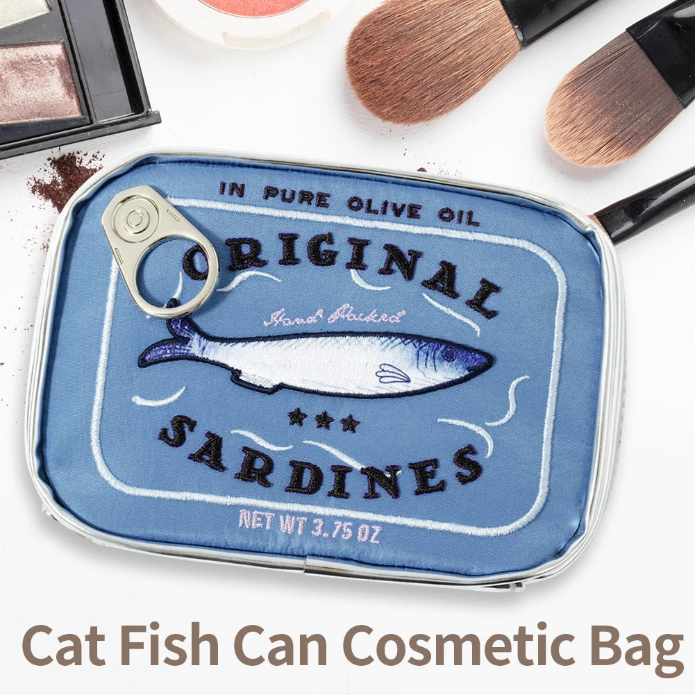 Canned Sardines Style Storage Bag Cute Bath Travel Bag Creative Portable Fashion Zipper Multi-function Soft for Weekend Vacation