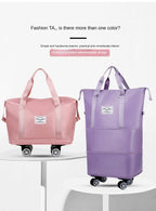 Universal Wheel Expandable Luggage Large Capacity Lightweight Travel Fitness Bag with Dry And Wet Separation Storage