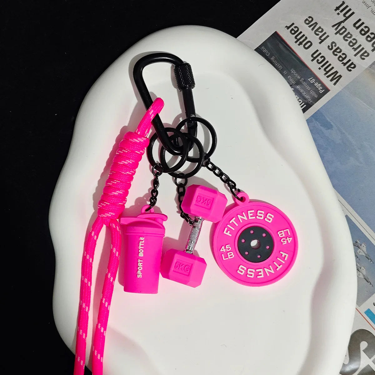 2025 HOT! Fitness Keychain Gym Barbell Key chain Weightlifting Keyring Silicone Weight Plate Gym Gifts Workout Gifts Bag gift