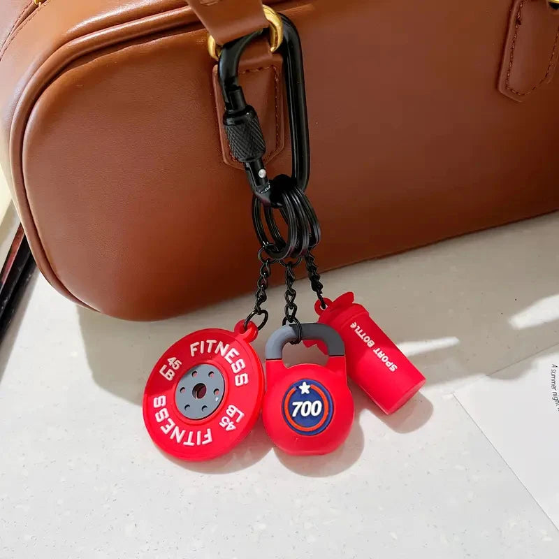 Fitness Keychain Gym Lover Barbell Key chain Weightlifting Keyring Silicone Weight Plate Gym Gifts Workout Gifts Bag Charm Backp