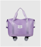 Universal Wheel Expandable Luggage Large Capacity Lightweight Travel Fitness Bag with Dry And Wet Separation Storage