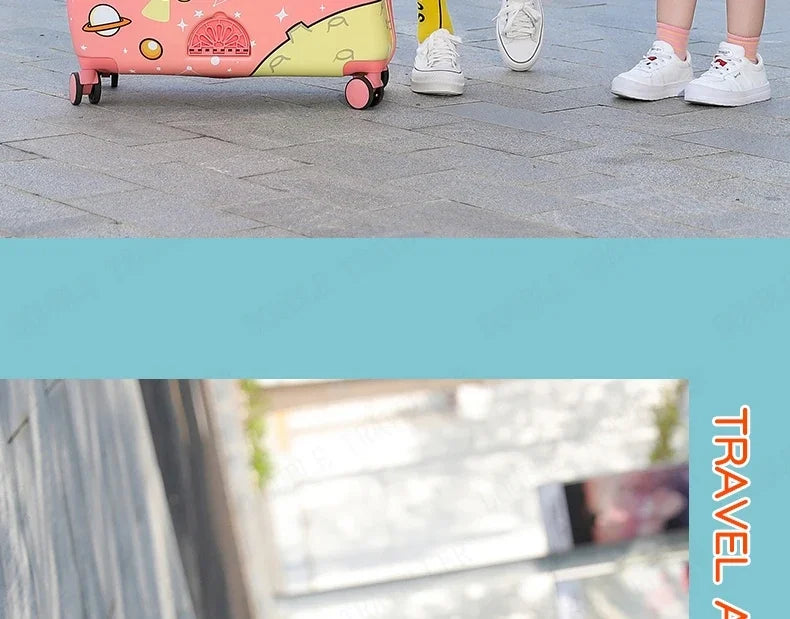 Travel kids luggage cartoon Riding trolley case children's riding suitcase can sit and ride rolling luggage gift travel bags