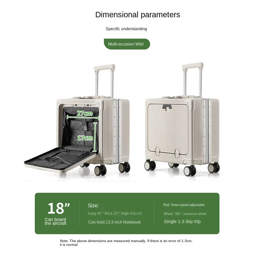 18 Inch Trolley Case Travel Suitcase Boarding Case Aluminum Frame Password Box Suitcase Universal Wheel Rolling Luggage Bag