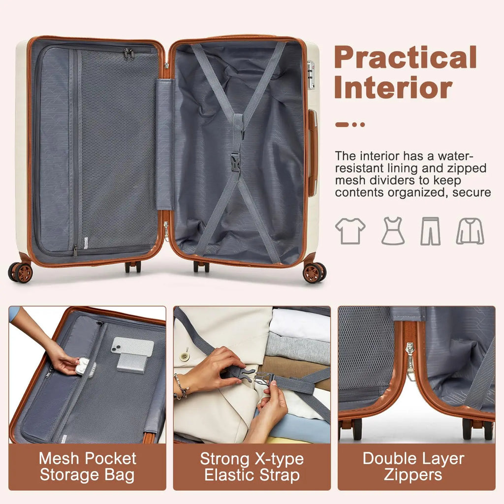 Kono 20/24/28 Inch Large ABS+PC Hardshell Suitcase - 4 Spinner Wheel Lightweight Check-In Luggage with TSA Lock