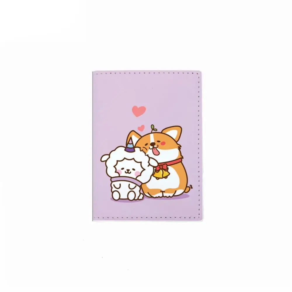 New PU Leather Corgi Dog Passport Bag Cartoon Cute Passport Cover Multi Functional Passport Protective Sleeve Travel Accessories