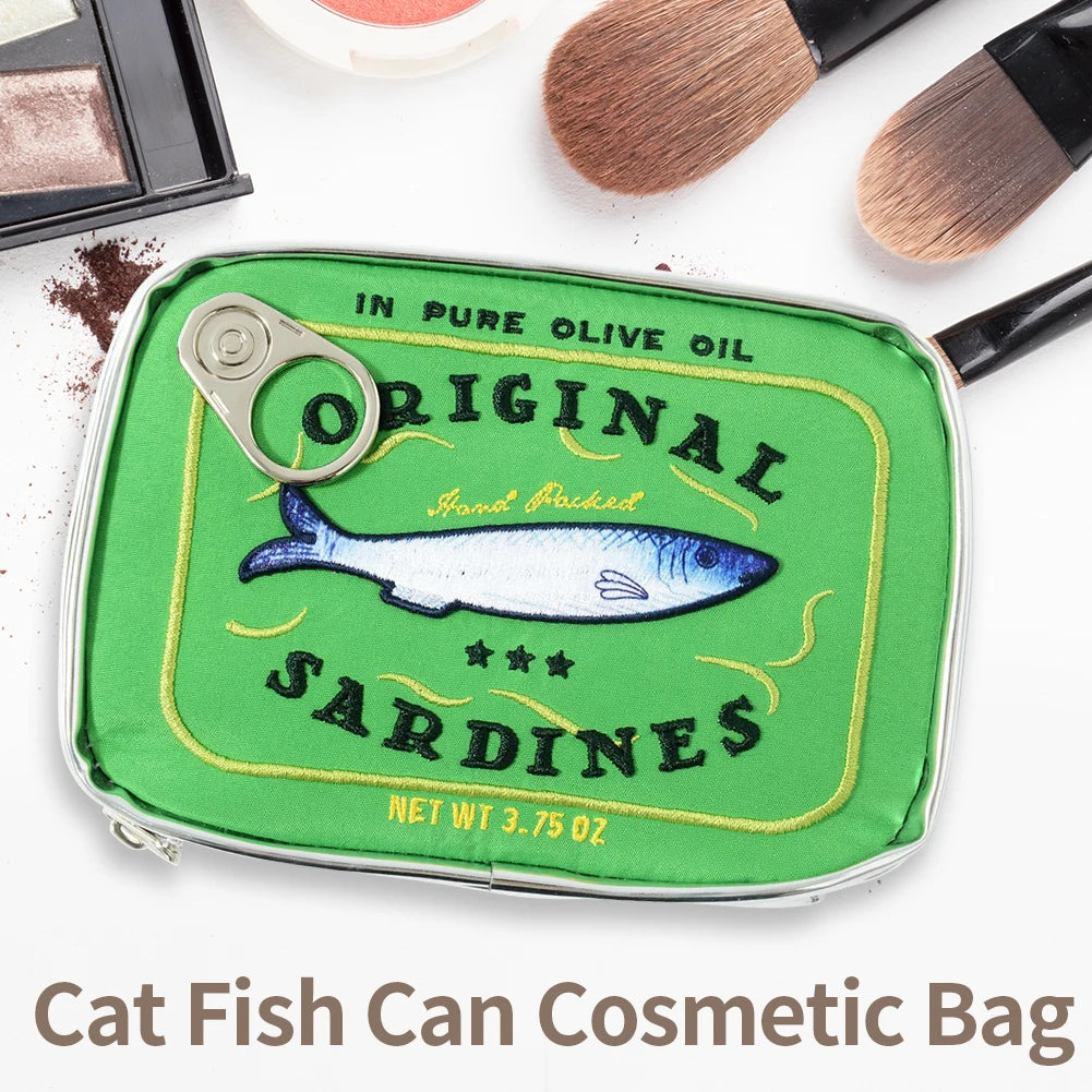 Canned Sardines Style Storage Bag Cute Bath Travel Bag Creative Portable Fashion Zipper Multi-function Soft for Weekend Vacation