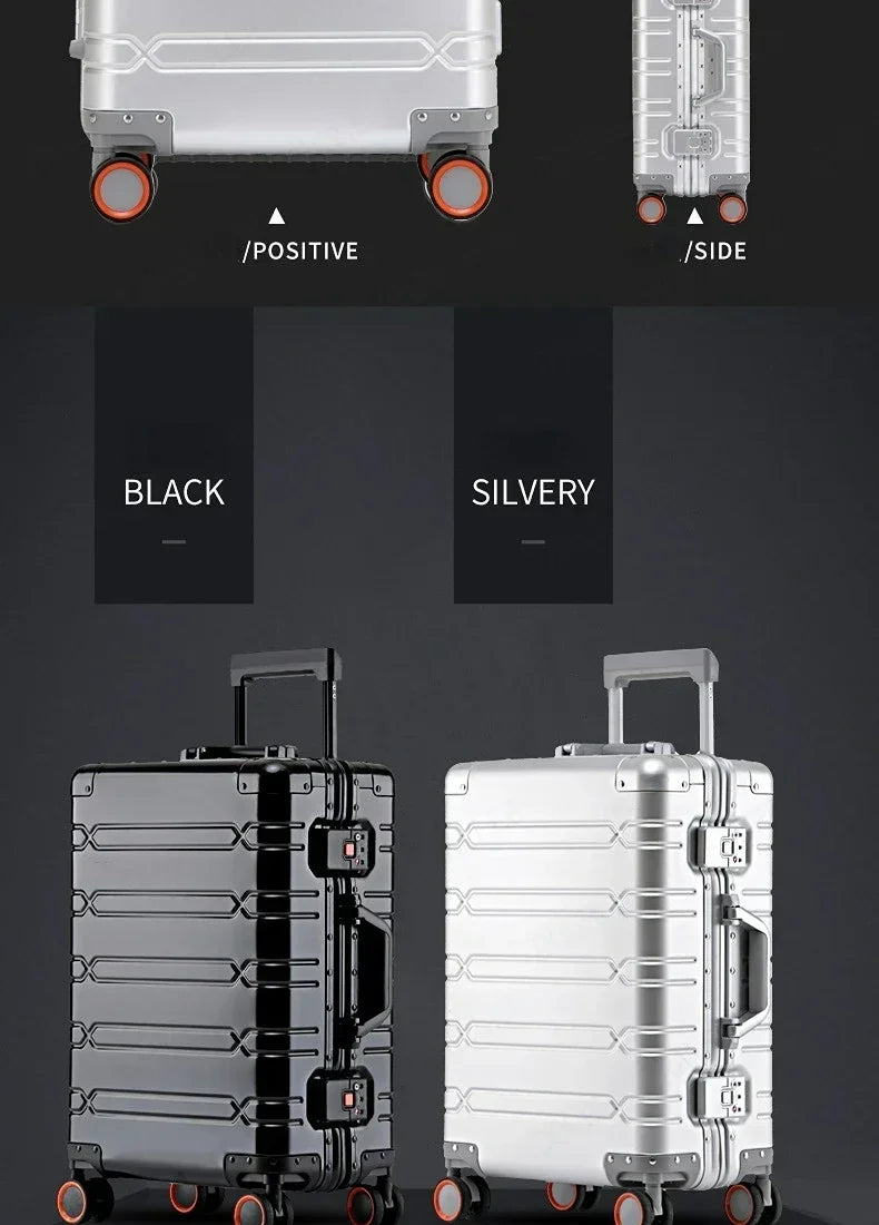 TravelTrolley Luggage 20‘’Carry-On Cabin Suitcase Travel Bags Rolling Luggage Aluminum-magnesium Alloy Travel Suitcase