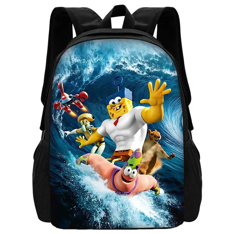 Cute Potdemiel Child School Backpack with Lunch Bags ,Pencil Bags ,School Bags for Boys Girls S-Sponge-BobS Best Gift