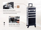 Makeup Trolley Case Detachable 4 in 1 Alloy Train Briefcase for Nail Manicure on Wheels Lock Salon Large Capacity Storage Case