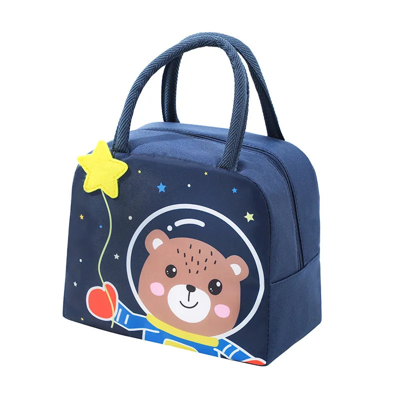 3D Cartoon Insulated Lunch Bag Thermal Food Container Bag for Students Portable Handheld Lunch Box Tote with Easy-Carry Handle