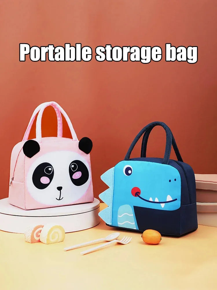 3D Cartoon Insulated Lunch Bag Thermal Food Container Bag for Students Portable Handheld Lunch Box Tote with Easy-Carry Handle