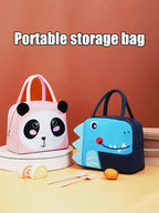3D Cartoon Insulated Lunch Bag Thermal Food Container Bag for Students Portable Handheld Lunch Box Tote with Easy-Carry Handle