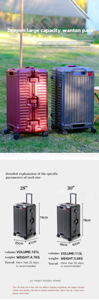 Suitcase Wide Handle Travel Suitcase Men 20 24 26 Carry-On Luggage Women PC Aluminum Frame Trolley Case
