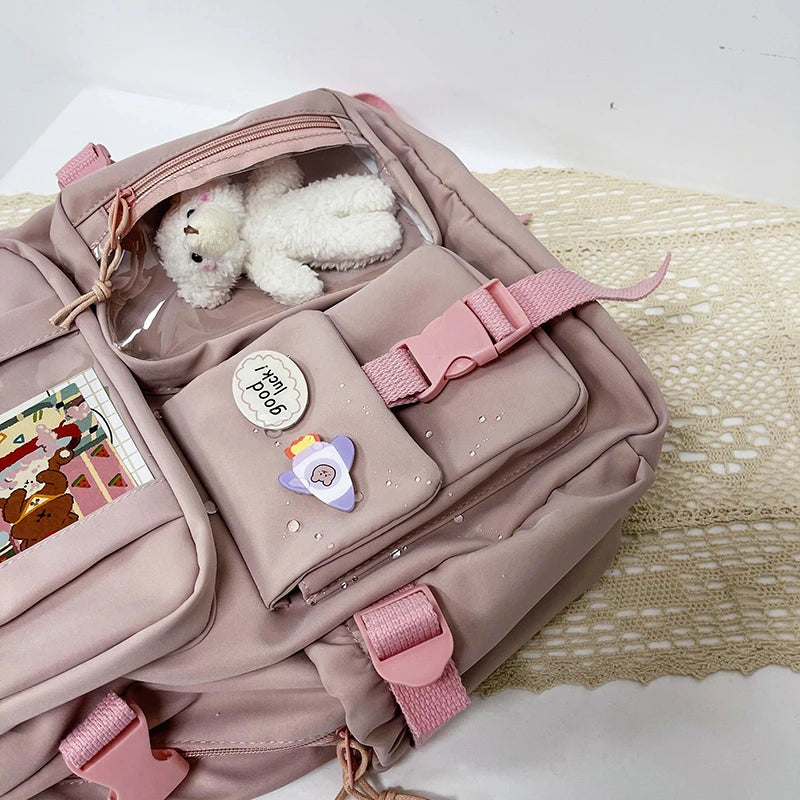 Cute Women Backpacks Waterproof Multi-Pocket Nylon School Backpack for Student Female Girls Kawaii Laptop Book Pack Mochilas