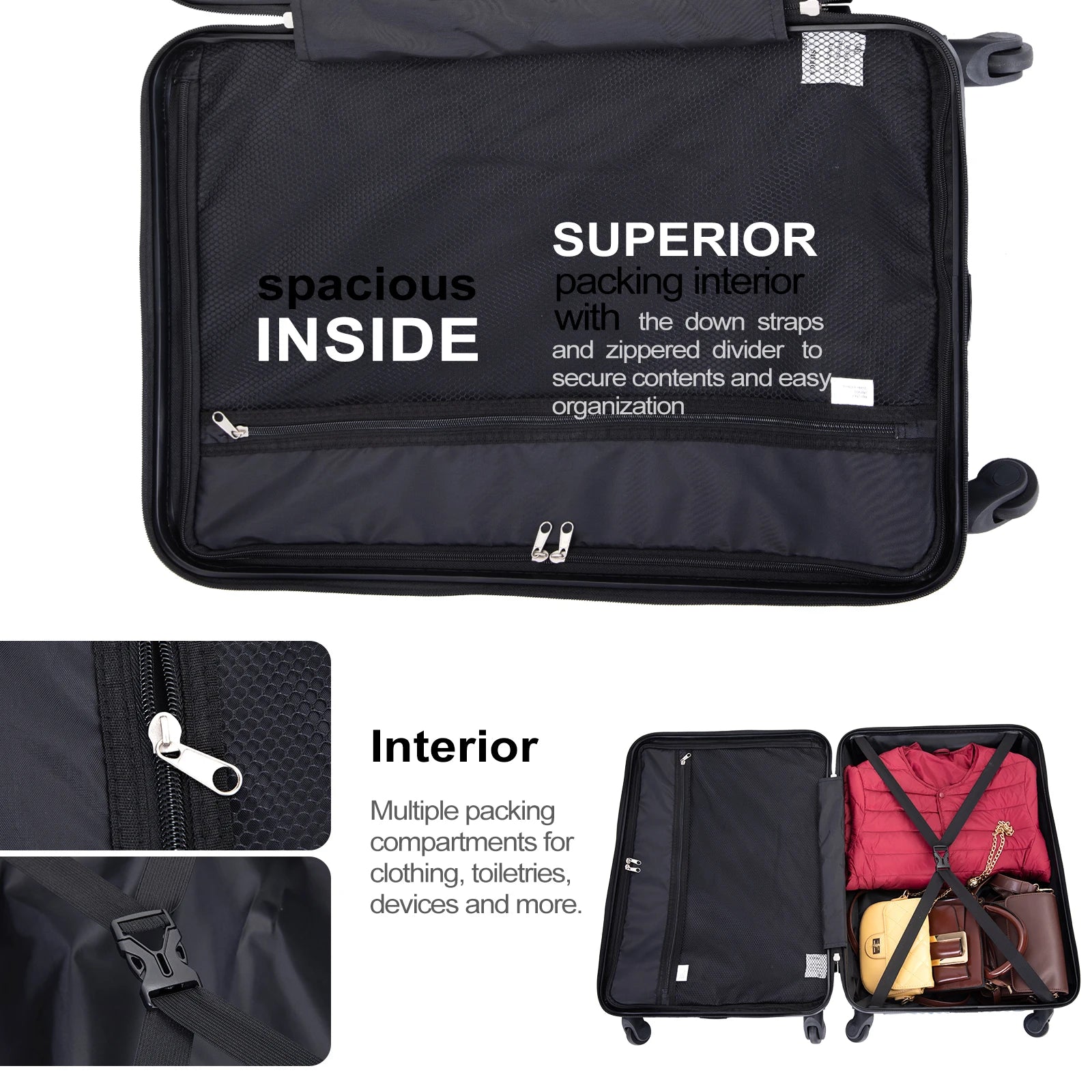 3-Piece Hardshell Lightweight Luggage Set with Spinner Wheels (20/24/28)