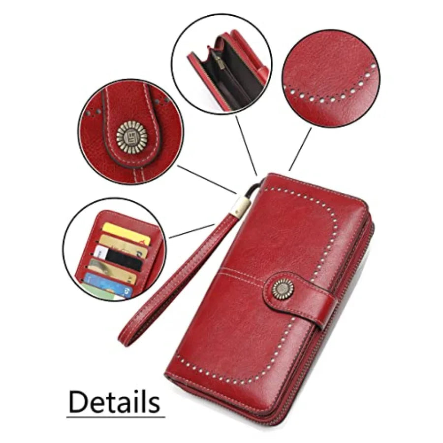 Women's Wristlet Wallet with Coin Pocket (large capacity)