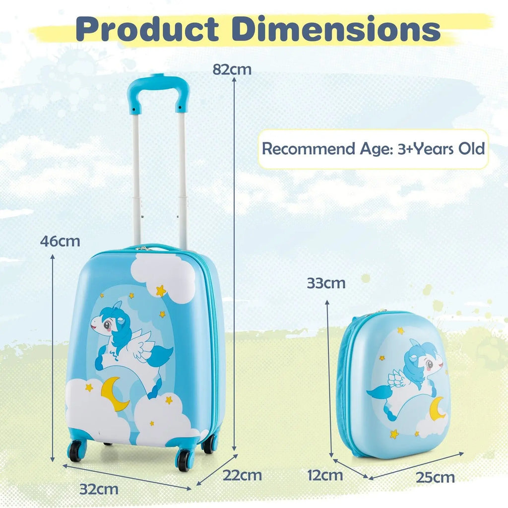 DORTALA 2Pcs 12" 16" ABS Kids Suitcase Backpack Luggage Set School Travel Lightweight