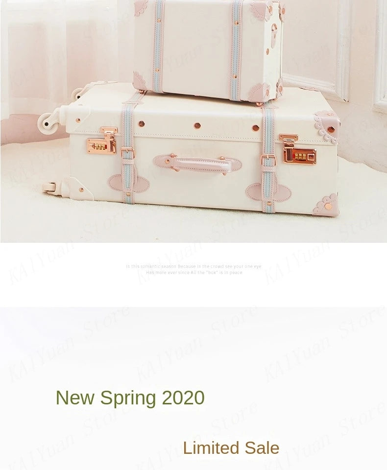 13/16/18 Inch Vintage Cosmetic Case Mini Carry-on Luggage Suitcase PU Lightweight Ready Bag Handbag Password Lock Makeup Box