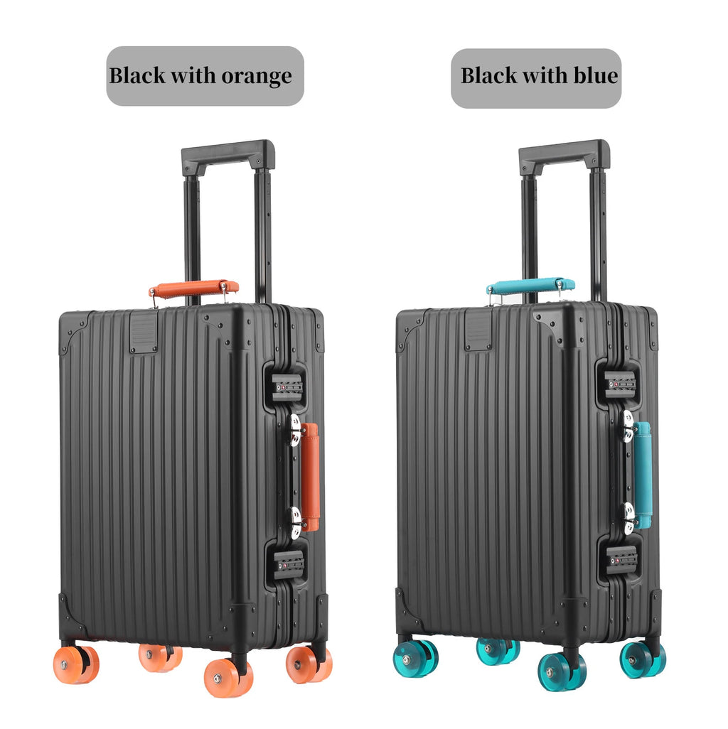Jelly wheel all-aluminum magnesium alloy suitcase 20-inch carry-on luggage, sit-on suitcase with lock, 28-inch telescopic handle