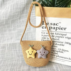 Children's Straw Crossbody Bag Lovely Girls Small Coin Purse Princess Wallet Handbags Baby Kids Mini Summer Shoulder Bags