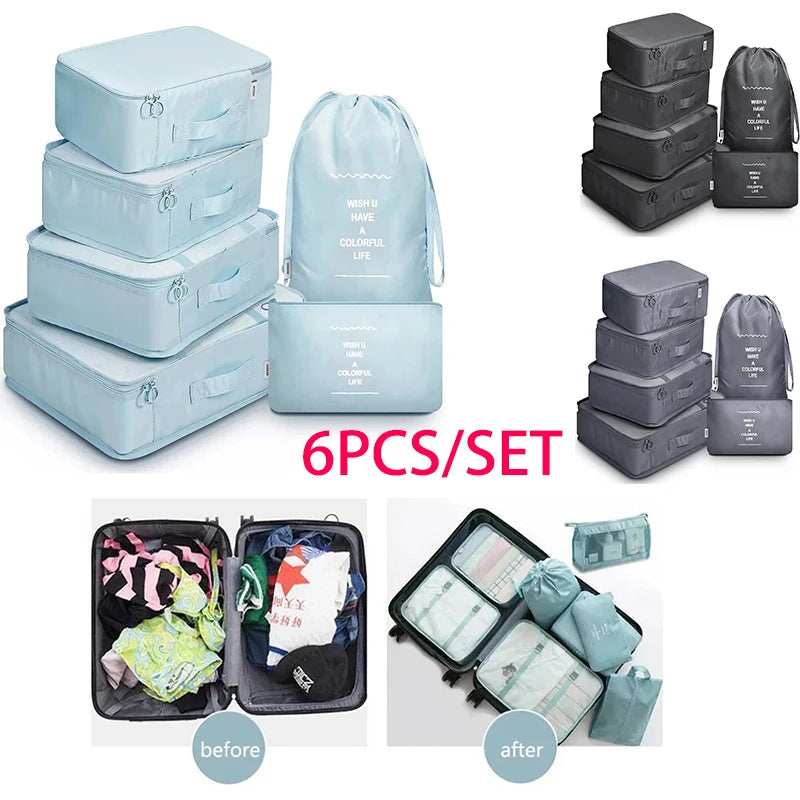 6 Piece Travel Packing Cubes Set